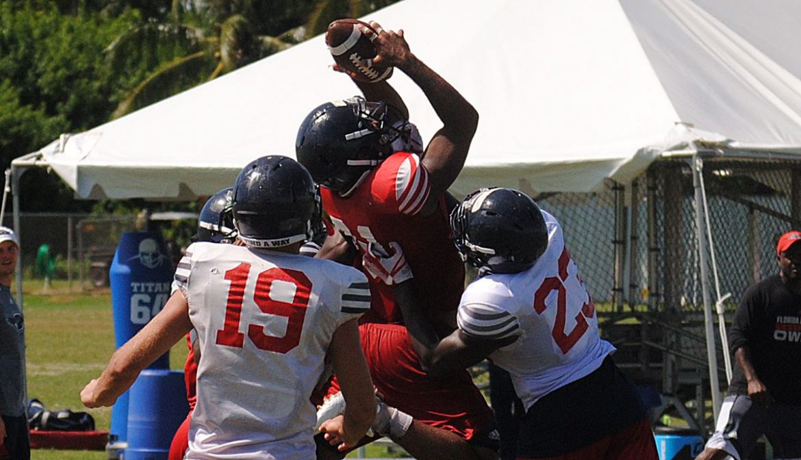 HARD KNOCKS at the OX: Ahoy <div class='secondary-title'><span style='color:#818181;font-size:14px;'>FAU begins preparation for season opener against Navy, dedicating several periods of Thursday's practice to the Midshipmen.</div>
