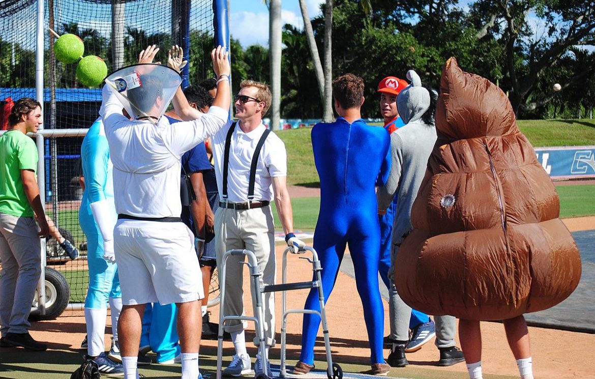 Dress for Success <div class='secondary-title'><span style='color:#818181;font-size:14px;'>FAU baseball's annual Halloween practice included white men who couldn't jump, a hot dog and and a Blue Martini. </div>