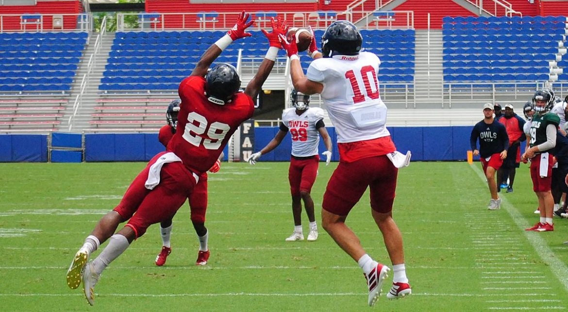 Dominating D <div class='secondary-title'><span style='color:#818181;font-size:14px;'>FAU's defense pressured quarterbacks and forced turnovers while containing the offense during the Owls' first fall scrimmage.</div>