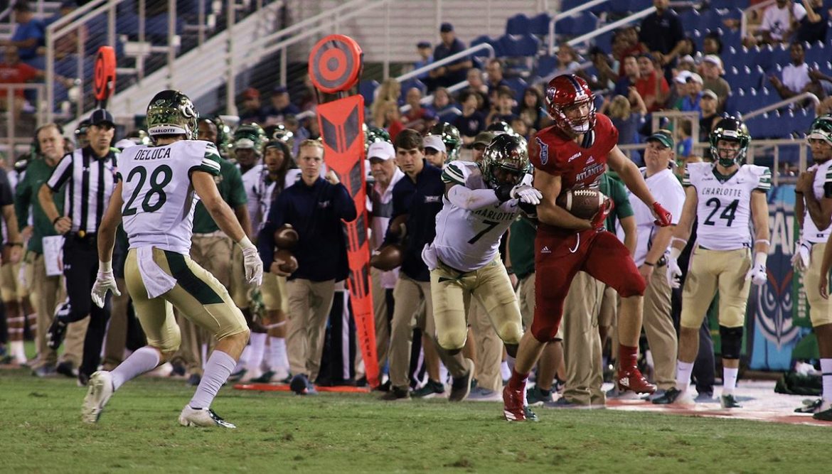 FOUR DOWN TERRITORY:<br> Charlotte 27, FAU 24 <div class='secondary-title'><span style='color:#818181;font-size:14px;'>A late 56-yard Charlotte field goal ended one of the most frustrating FAU seasons in program history.</div>